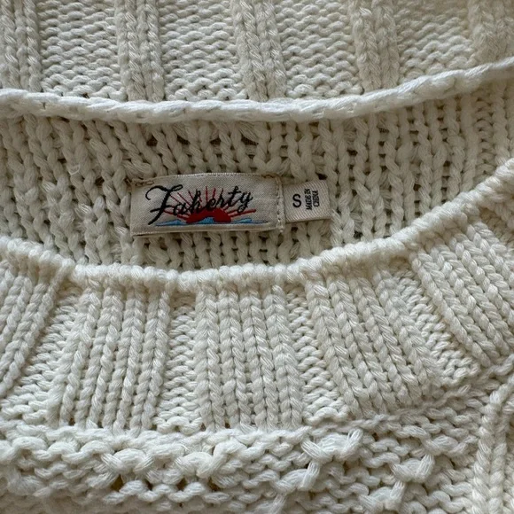 Faherty Cream Textured Crew Neck Sweater - Picture 3 of 9